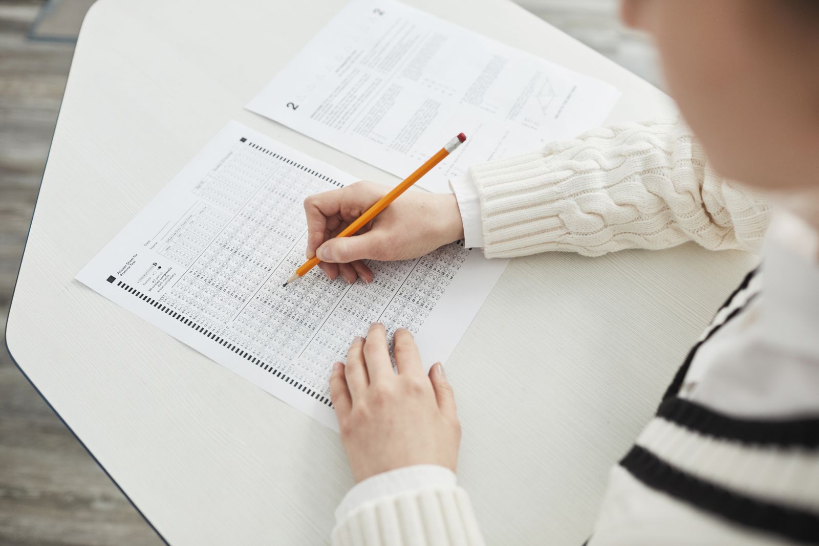 Student preparing for standardized testing